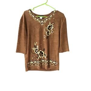 TC-Fashion Womens Top Embroidered Size L NWT